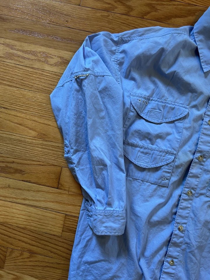 Мужская рубашка Columbia средний размер PFG с длинным рукавом светло-голубая вентилируемая на пуговицах - Изображение 4 из 4