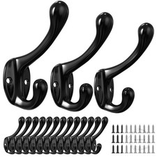 Coat Hooks, 16 Pack Black Metal Heavy Duty Screw-in Wall Hooks for Closet, Backp