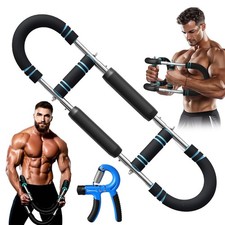 Twister Arm Trainer & Grip Strengthener Set - Adjustable 60-130 lbs Chest/Arm...