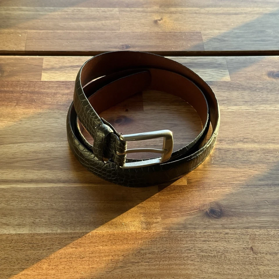 Cinturón De Colección Cole Haan Para Hombre Cuero Repujado Caimán Negro Talla 90/36 Hecho en EE. UU. Foto 3 de 4