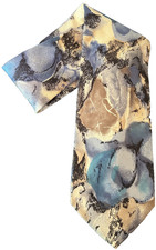 Oak Hall Memphis 100% Silk Necktie Made in USA ~ Abstract Blue Floral Design