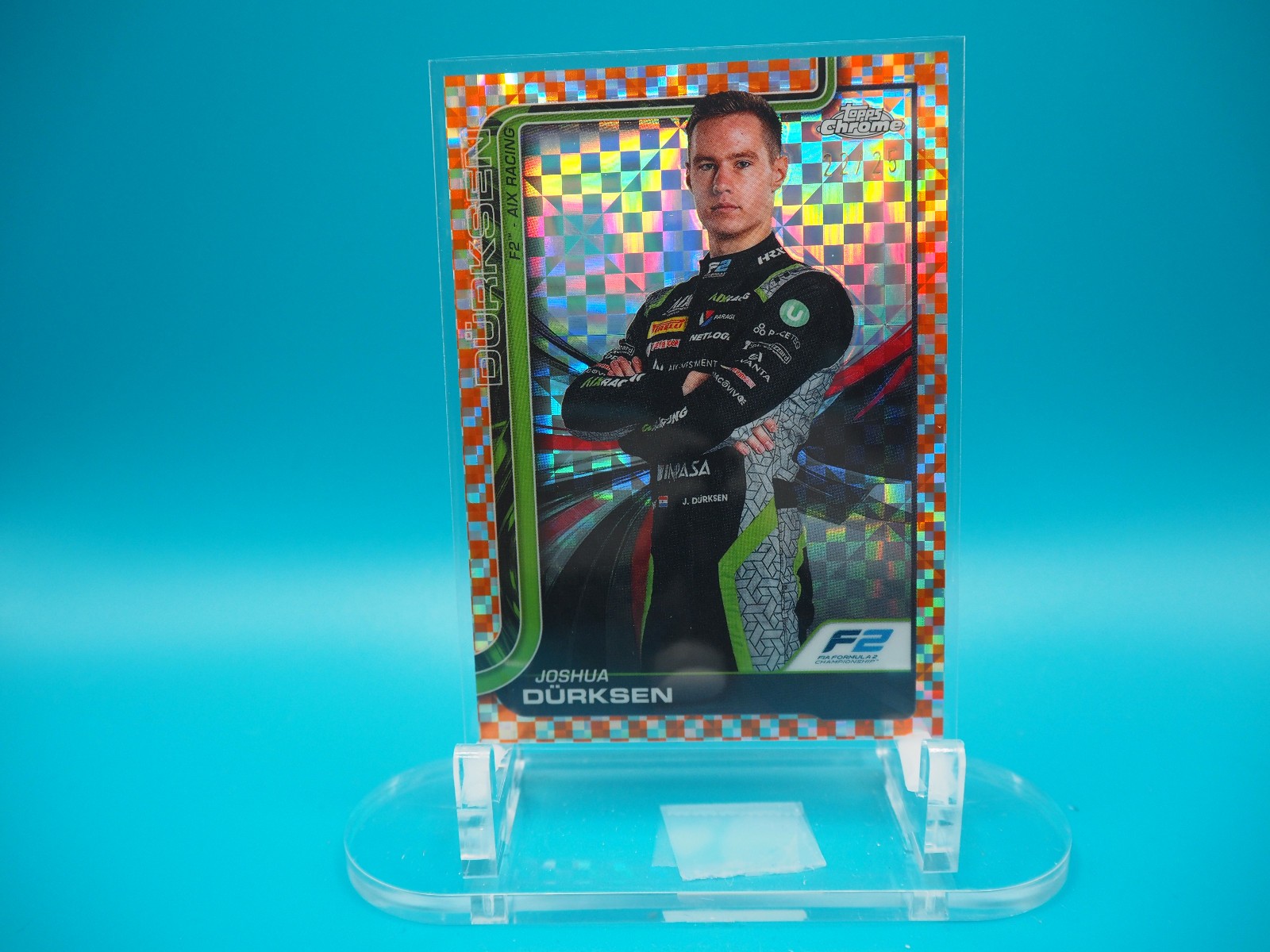 2025 Topps Chrome F1 Joshua Durksen Orange Checker 12/25 view 1