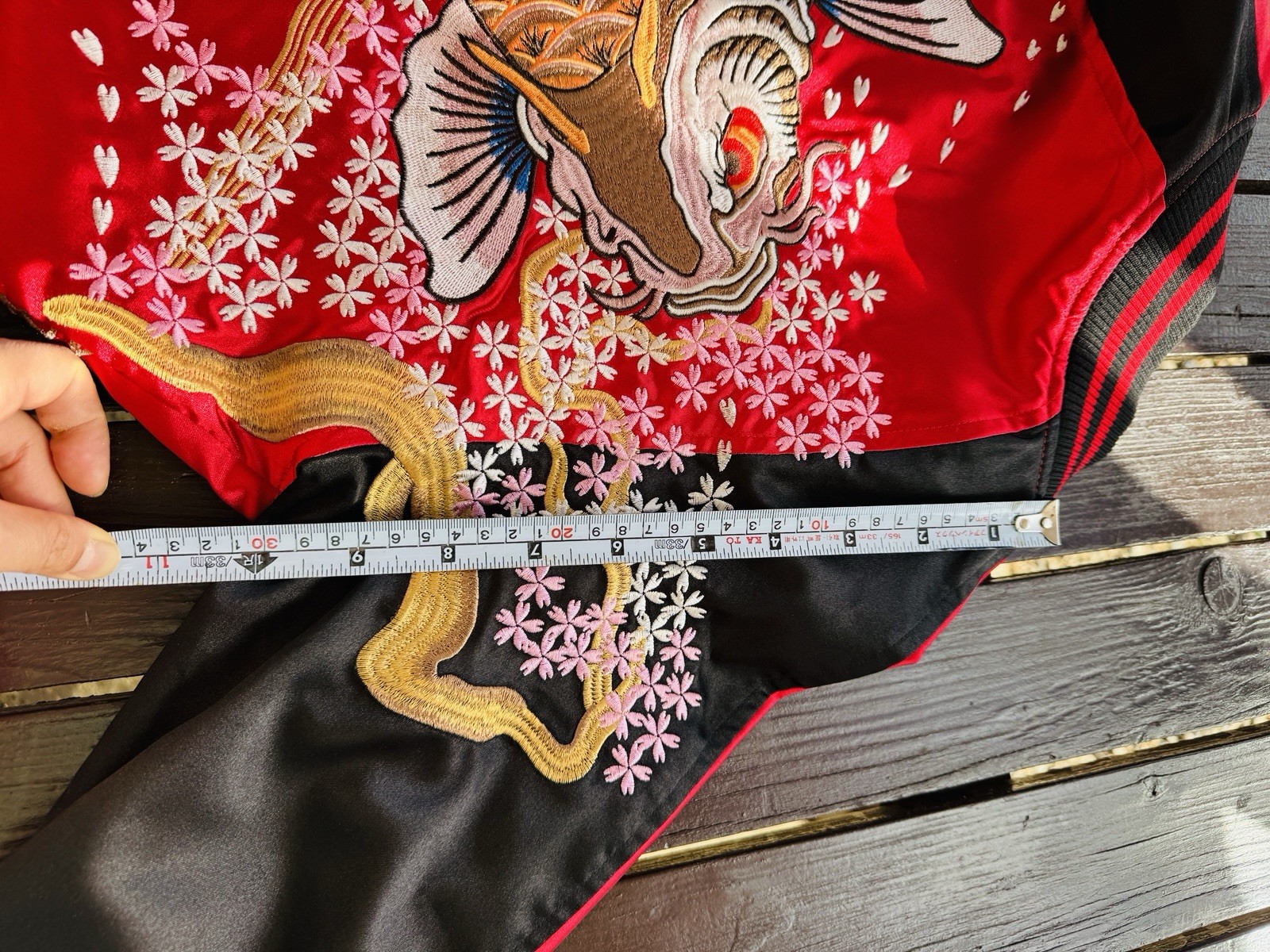 Rare VTG Koi Sakura Sukajan Japan Satin Embroidery Jacket Men XS Women M image 10