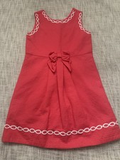 Janie and Jack Girls Red Dress With White Embroidery Size 8 Sleeveless