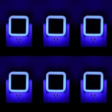 6 Pack Blue LED Night Light Plug in, Dusk to Dawn Sensor Automatic On 