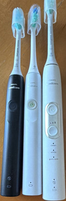 Philips Sonicare Sonic Rechargeable Electric Toothbrush Handles Lot of 3 B/W
