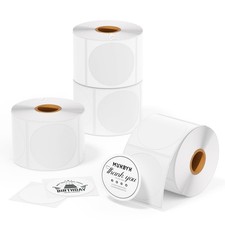 2 Inch White Circle Thermal Sticker Labels, 4 Rolls/3000 Sheets