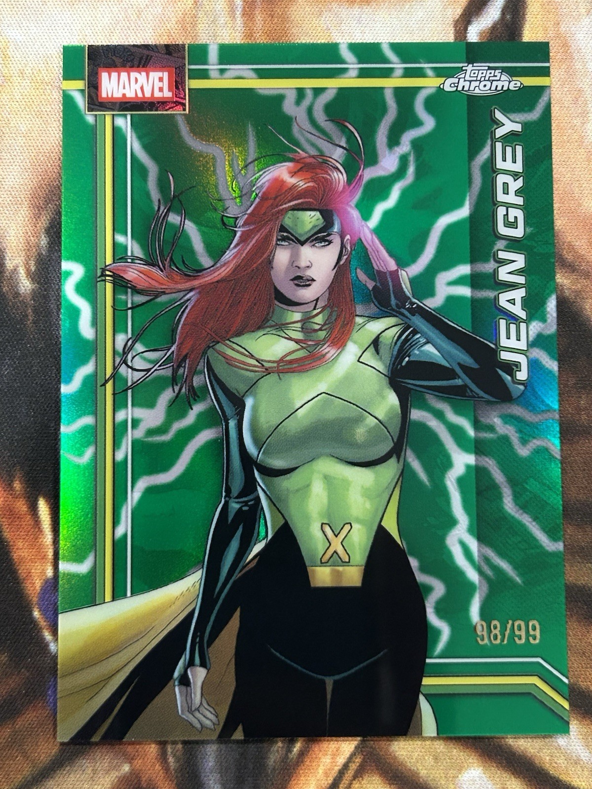 2026 Topps Chrome Marvel Jean Grey #059 Storm Green Lightning Refractor /99 🔥