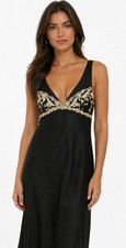 Vintage Cinema Etoile Black Y2K Babydoll Embroider Mesh Slip Lingerie Nightie L