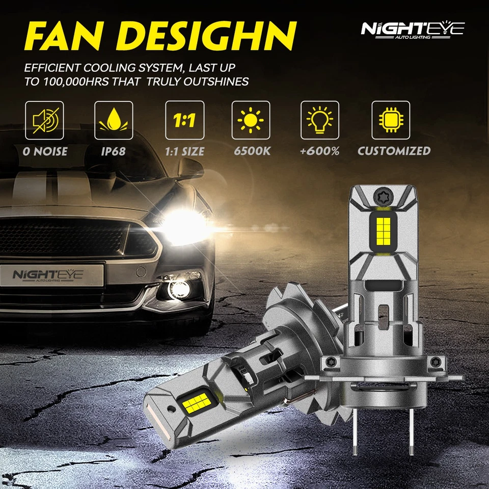 2x H7 LED Scheinwerfer 6500K 30000LM Halogen Mit Zulassung Canbus fehlerfrei DE - Bild 3 von 4