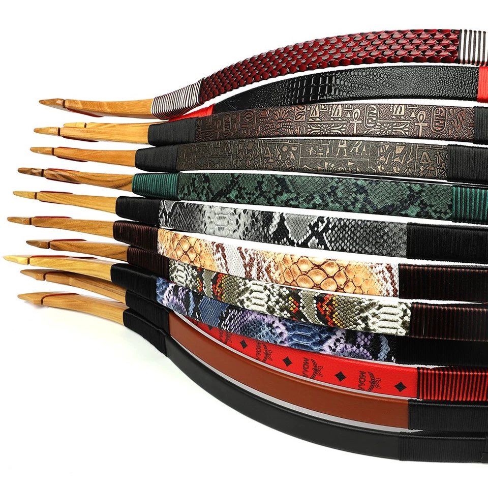 Traditional Recurve Bow Archery 12-50lb Wooden Horsebow Longbow Hunting Shooting - Image 4 of 4