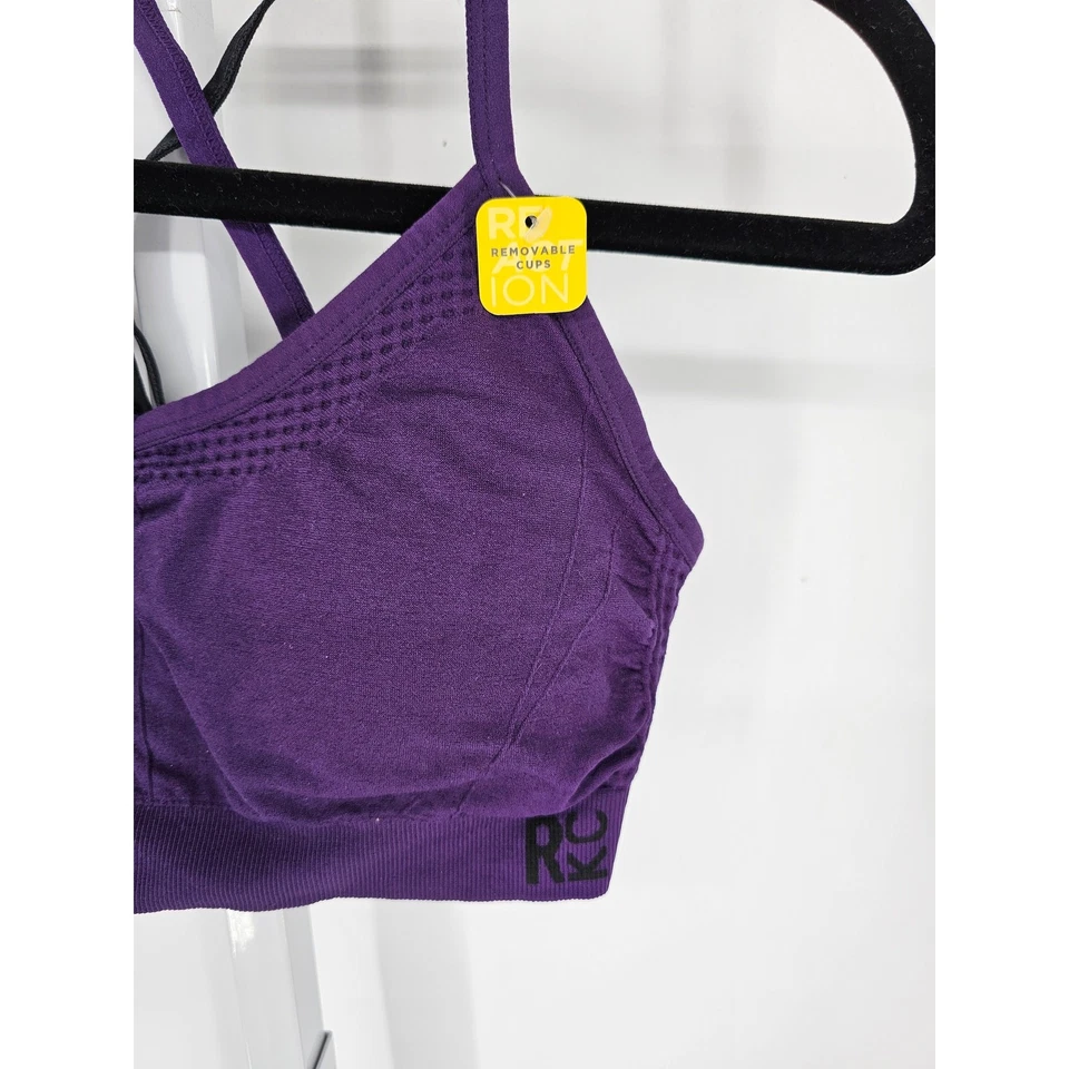 Sujetador deportivo Kenneth Cole Reaction para mujer talla M sin cables púrpura con tiras NUEVO Foto 2 de 4