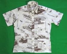His Royal Highness Vintage Hawaiian Shirt 1970's HRH Holiday Canoe Ocean Tiki