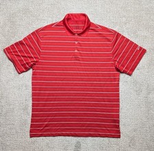 Nike Golf Tour Performance Dri-Fit Polo Shirt Mens L Red White Striped