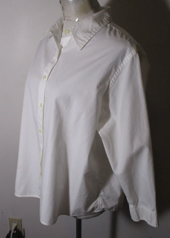 L.L. Blusa para mujer BEAN blanca de algodón manga larga o 3/4 talla XL Foto 4 de 4