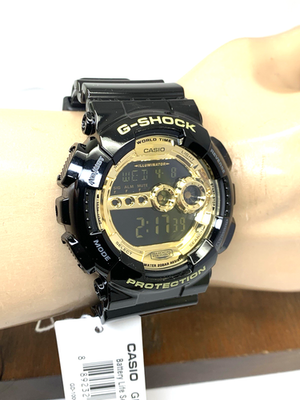 Casio G-Shock Men's Watch GD100GB Sport Gold Black Resin Band 50mm