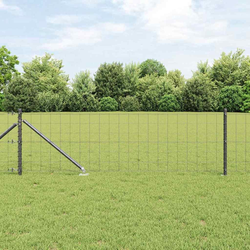 Recinzione con Posto Grigio 0,4 x 10 m Acciaio e PVC