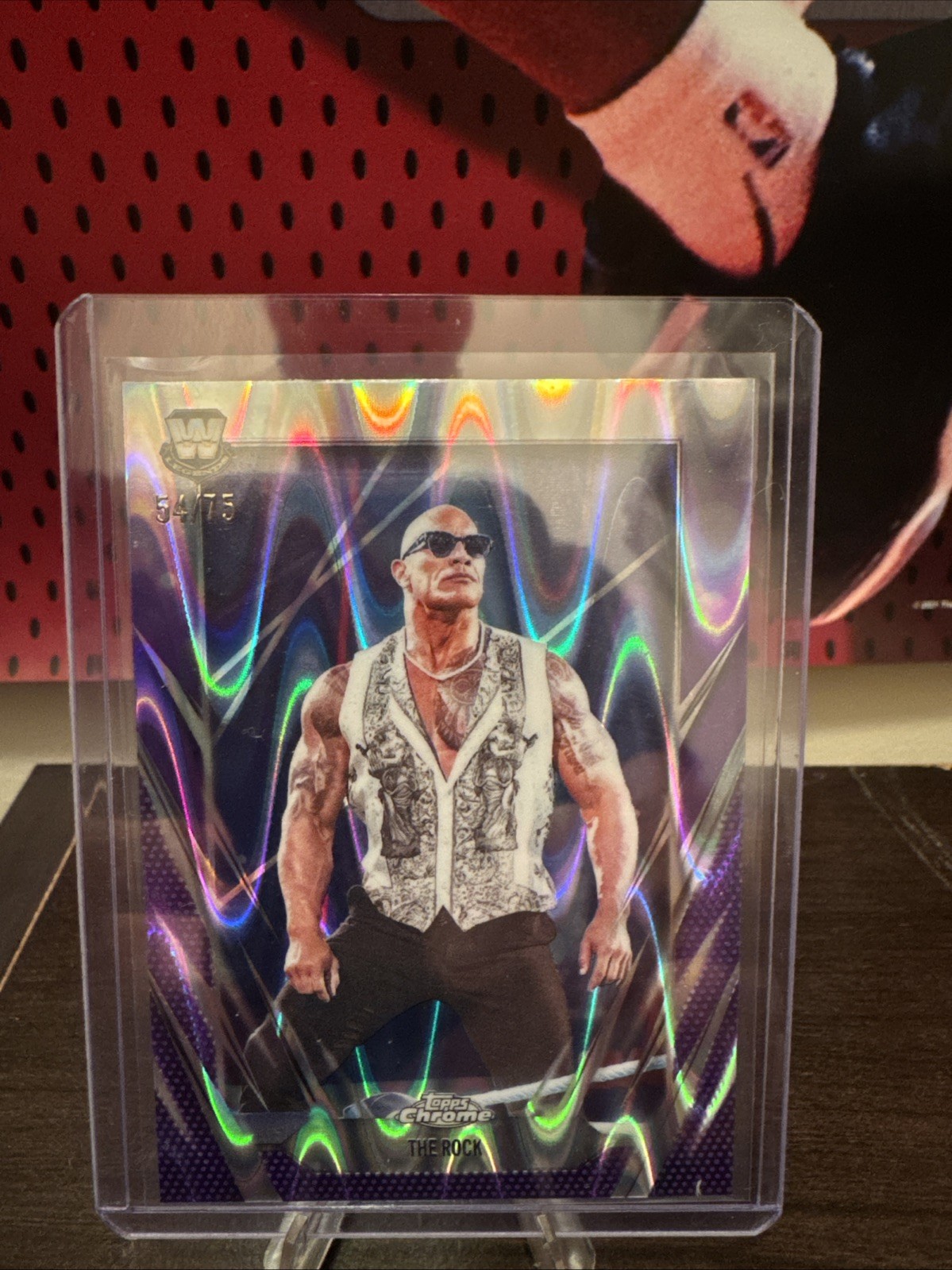 2026 Topps Chrome WWE The Rock Purple RayWave Refractor SP #/75 Legends