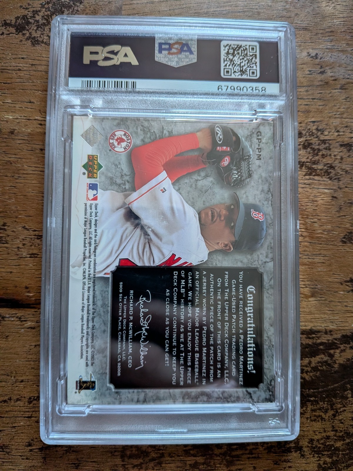 Pedro Martinez PSA 10 Auto 2003 UD Classic Portrait Stitches Patch /99 Signed view 5