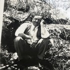 Antique Snapshot Photo Older Man Sitting in Woods 