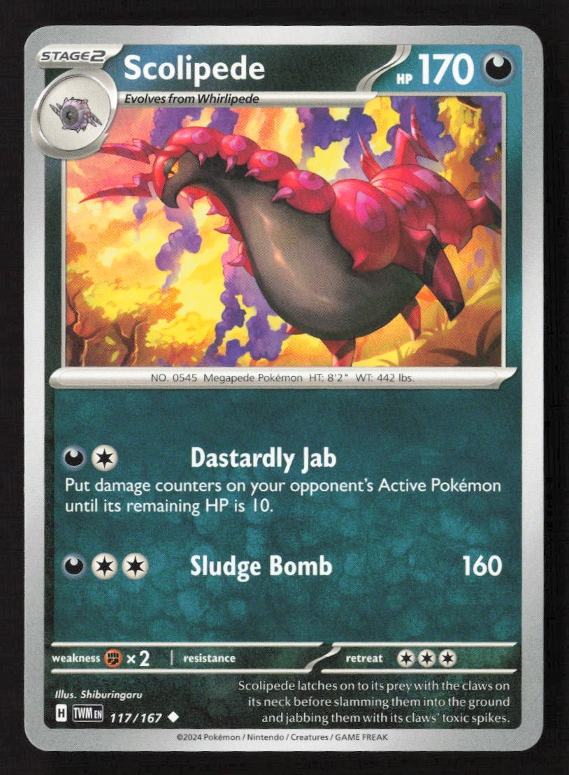Scolipede Uncommon TWM 117/167 NM Pokemon TCG