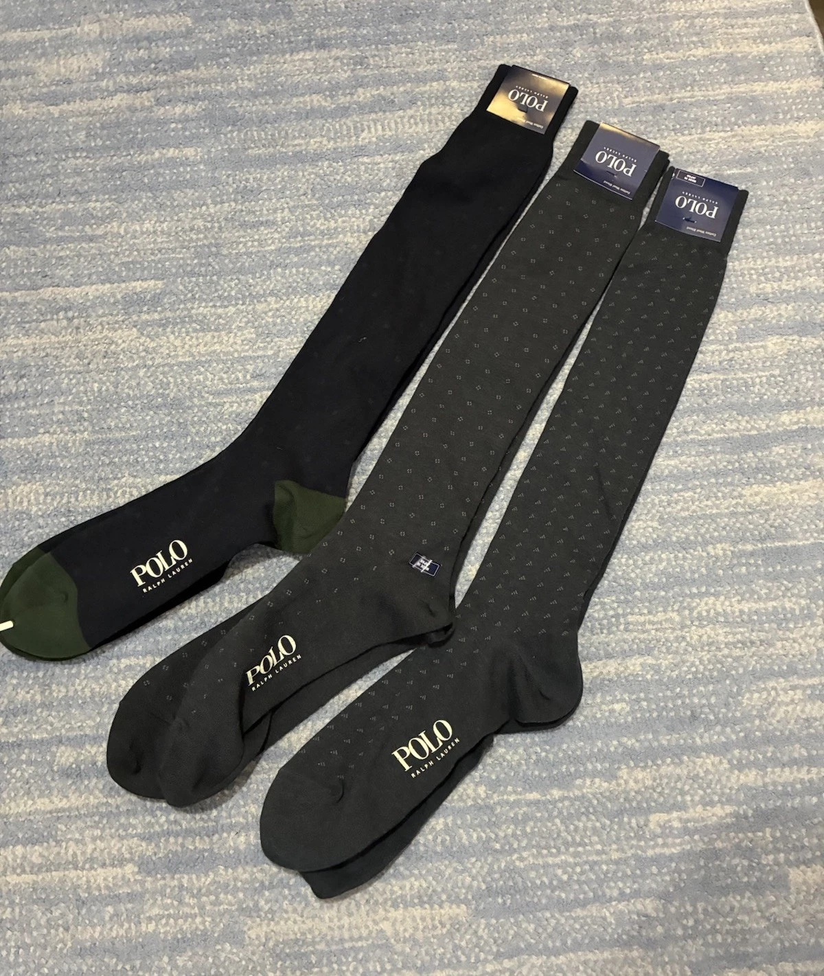 POLO Ralph Lauren Men's LongDress Socks OTC Cotton Wool Blend 3 Pack Japan 10-13