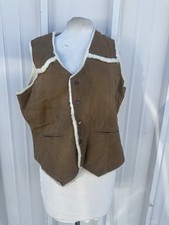 Vintage Sears Vest The Leather Shop Sherpa Lined Western Cowboy Suede Medium