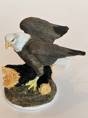 Perched Ceramic Eagle Figurine Sculpture 6 Inches Tall