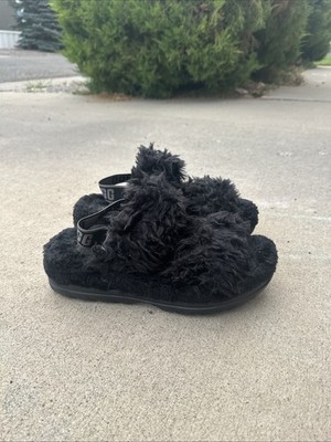 UGG fluff sugar  black Platform Slippers SIZE 11