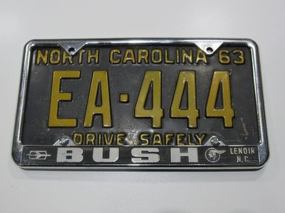 VTG Bush Pontiac-Olds Lenoir N.C. Metal Dealer License Plate Frame Tag Holder NC