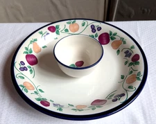 Princess House Orchard Medley 2 Pc. Chip And Dip Bowl Set. 