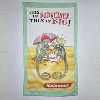 Vintage Budweiser Beach Pool Towel Bud Lizard Iguana 36''x60'' Beer Nostalgia