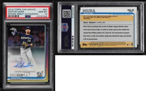 2019 Chrome Update Target Rookie Debut Refractor Keston Hiura PSA 10 Auto RC