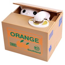 Piggy Bank Cat Stealing Money Coin Box, Electronic Cute Money Saving Coins Ca...