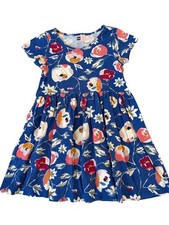 Tea Collection Girls Floral Print Blue Cotton Dress Size 6