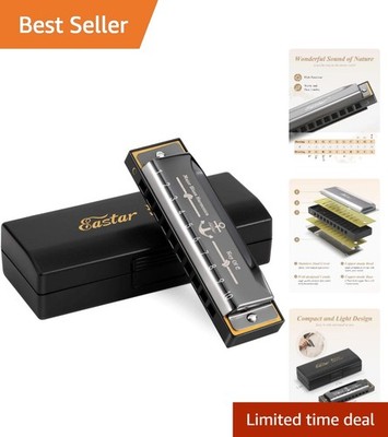 Major Blues Harmonica 10 Holes C Key for Kids Beginners with Case