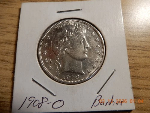 1908 O  AU BARBER HALF DOLLAR