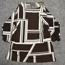 Chicos Womens Travelers Slinky Knit Cold-Shoulder Tunic Shirt Size 1 USA Made