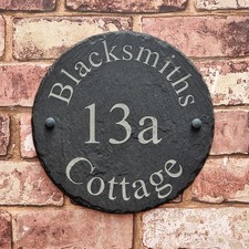 Slate House Sign Circle Diameter Deep Engraved Personalised