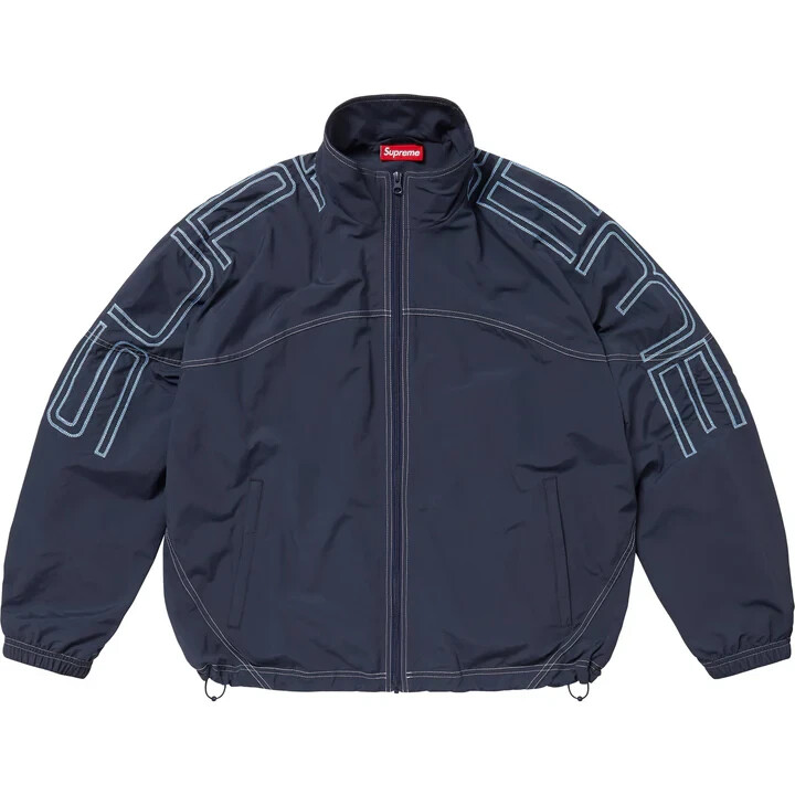 Supreme Spellout Embroidered Track Jacket Navy | eBay