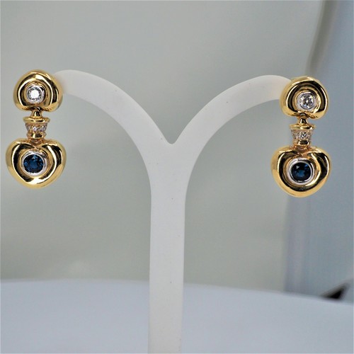 DESIGNER BRILLANT/SAPHIR OHRHÄNGER IN 585/- GELBGOLD BRILLANTBESATZ ca. 0,20ct - Bild 8 von 9