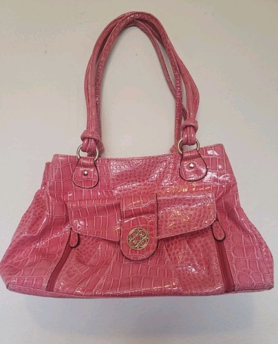 Rosa Vintage Retro Alligator Muster Handtasche. Viele Fächer - Bild 1 von 6