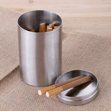 Acciaio Inox Metallo Sigarette Tabacco Custodie Porta Scatola Tè Tampone Storage