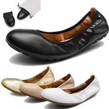 Women Flat Shoes Foldable Ballet Flats Round Toe Slip On Dressy Office Shoes