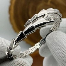 1Ct Round Simulated Diamond Women's Snake Bangle Bracelet 14K White Gold Plated