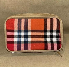 Vintage Japan Airlines Flannel Plaid BEAMS Toiletry Amenity Bag Case Kit #2