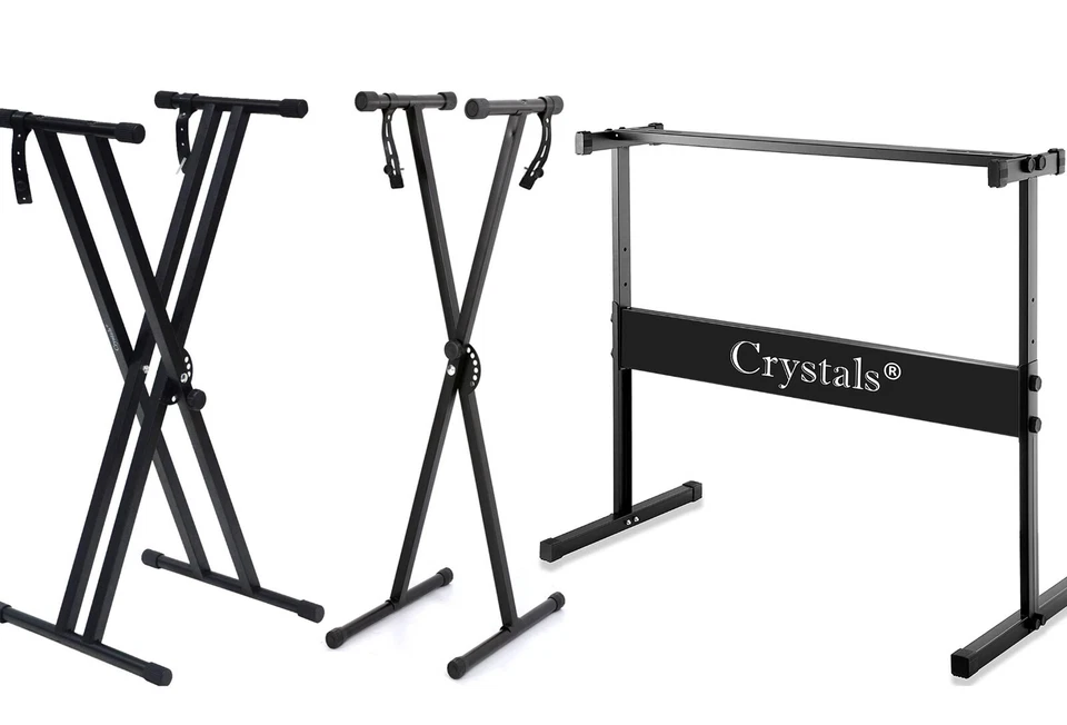 Double Braced Height Adjustable X Frame Music Piano Keyboard Stand & Bench Chair