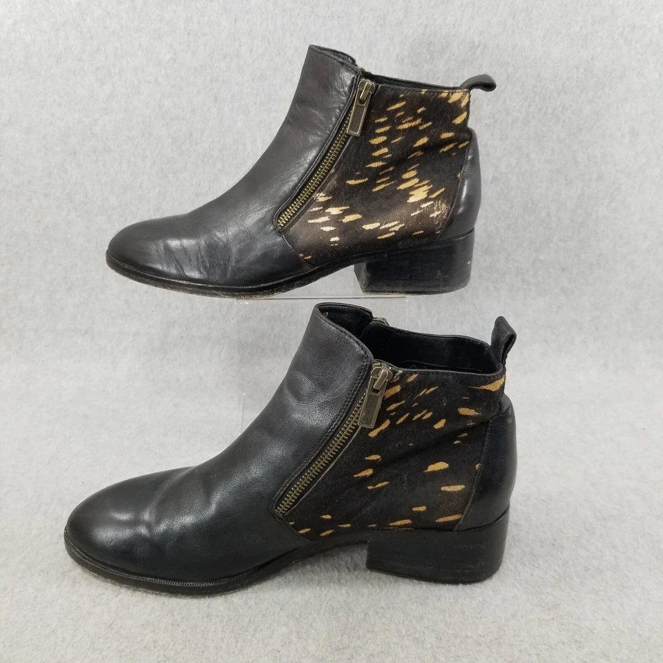 Botines Cole Haan Mujer Talla 10 Roble Cuero Negro con Cremallera Pelo de becerro Genuino Foto 4 de 4