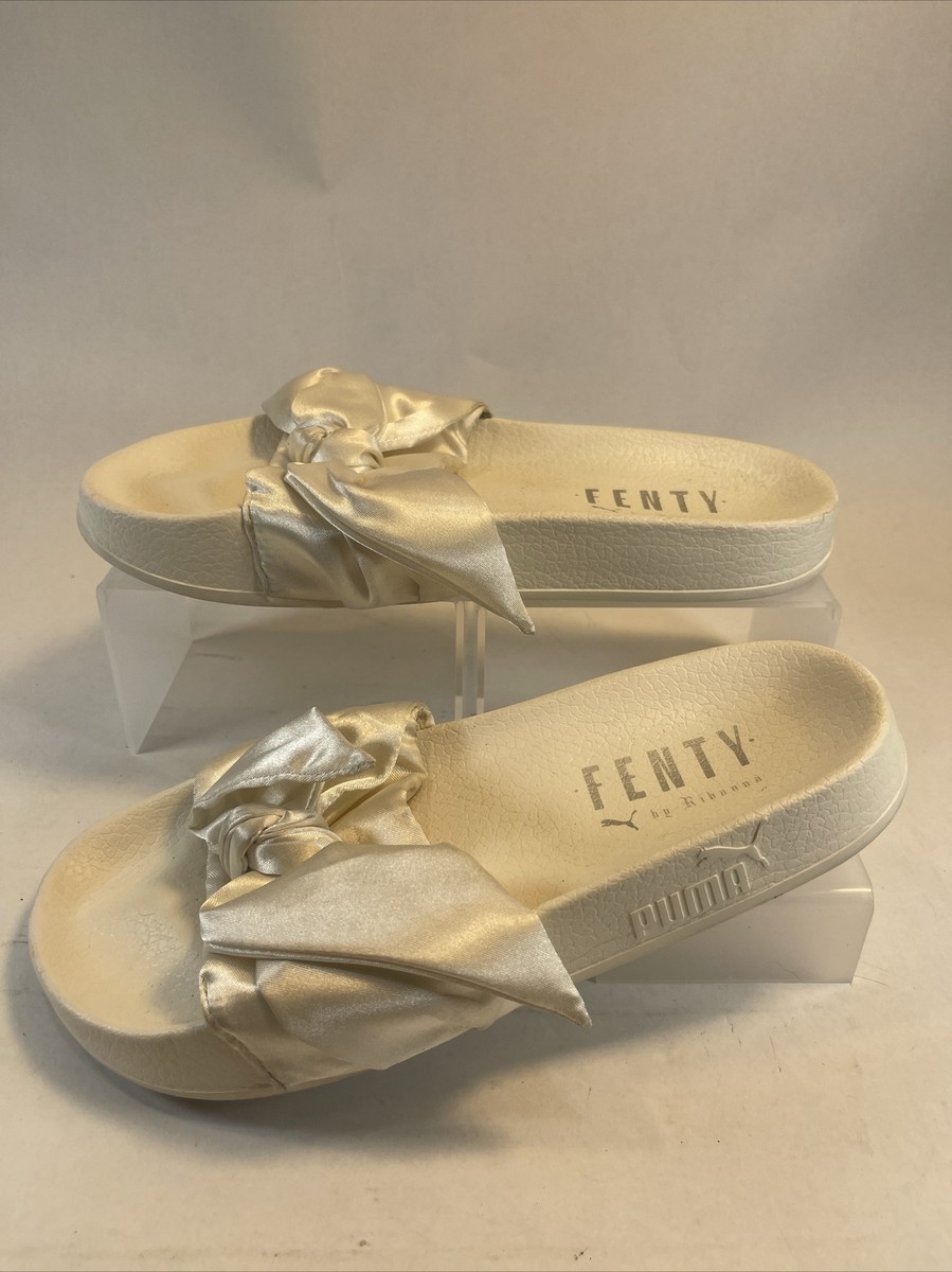 Bow Slide Puma Fenty Bow Womens Silver FENTY Puma X Rihanna, White Satin Bow  Slides Size