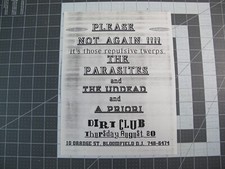 Flyer punk hardcore de colección - Parásitos A Priori Undead at Dirt Club HC1